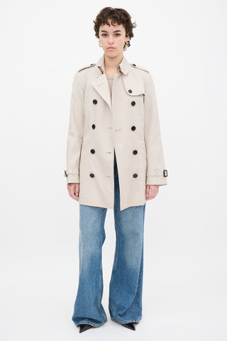 Burberry Beige Cotton Belted Midi Trench Coat