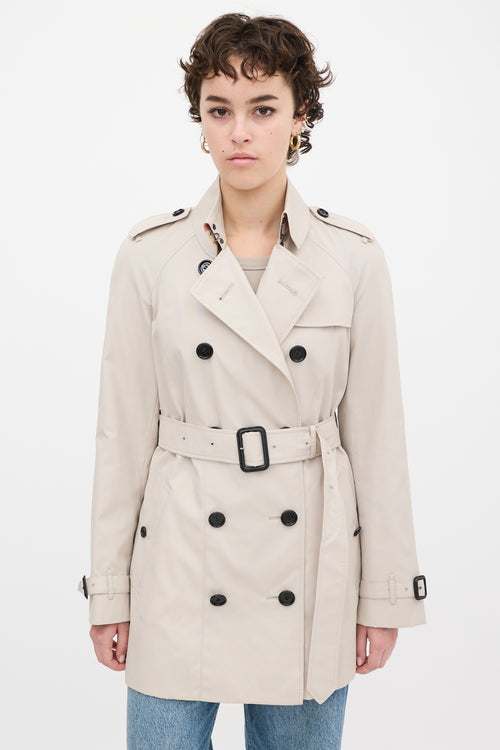 Burberry Beige Cotton Belted Midi Trench Coat