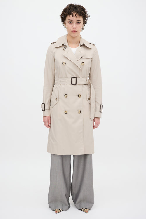 Burberry Beige Cotton Belted Trench Coat