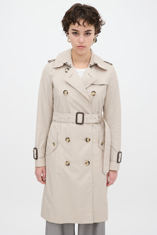 Burberry Beige Cotton Belted Trench Coat