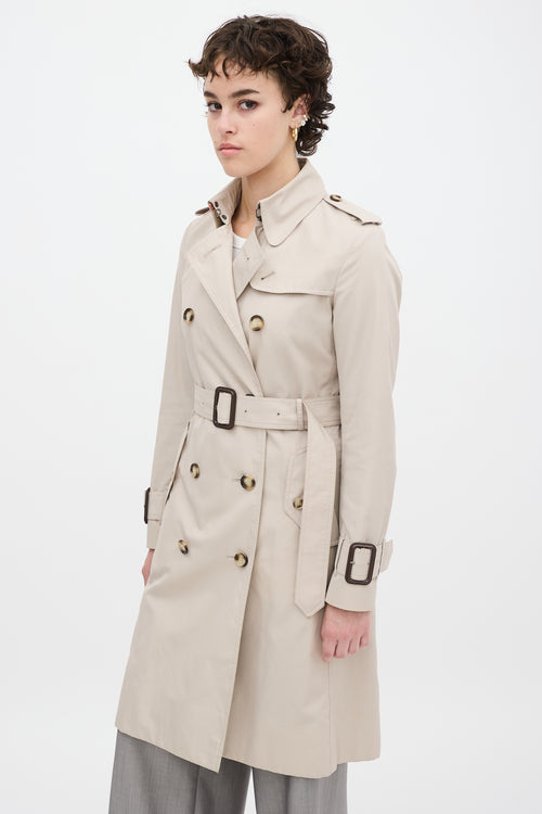 Burberry Beige Cotton Belted Trench Coat