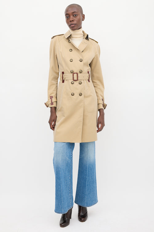 Burberry Beige Cotton Belted Trench Coat