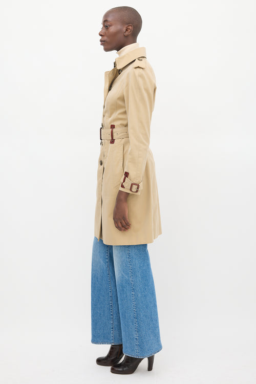 Burberry Beige Cotton Belted Trench Coat