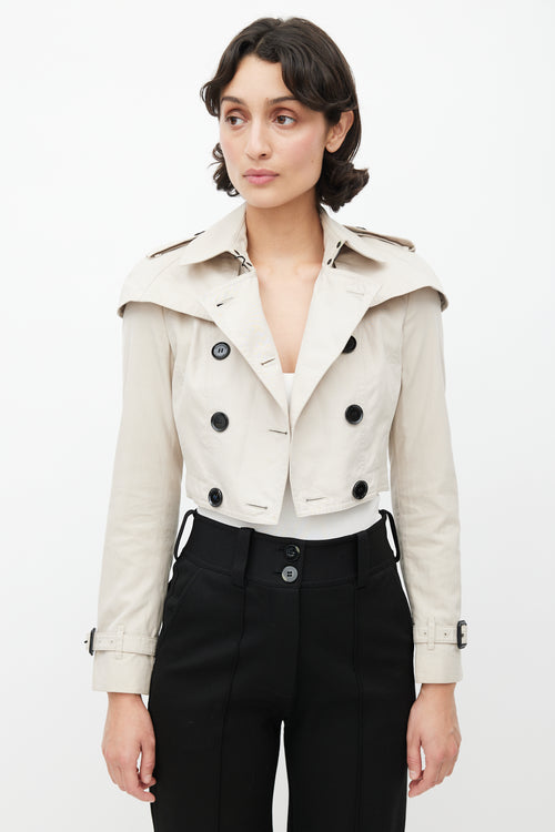 Burberry Beige Double Breasted Cropped Trench Coat