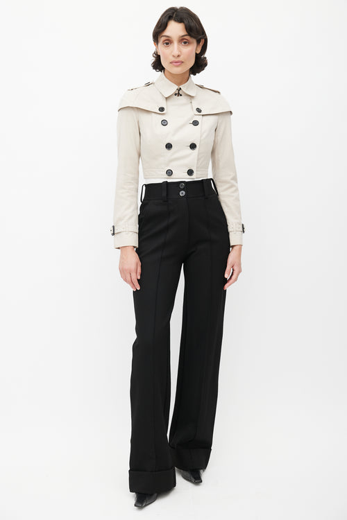 Burberry Beige Double Breasted Cropped Trench Coat