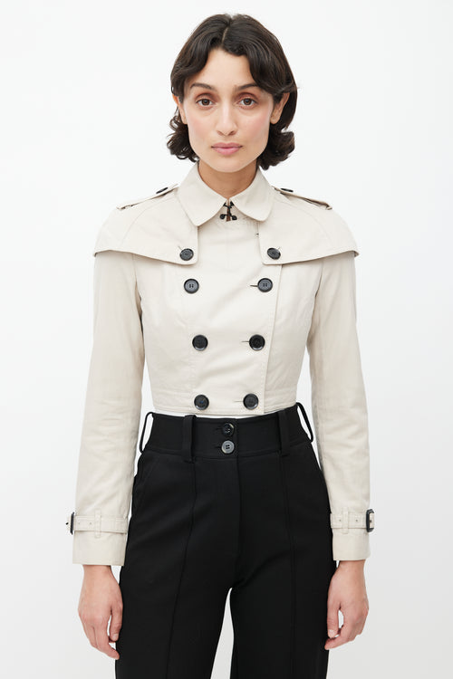 Burberry Beige Double Breasted Cropped Trench Coat