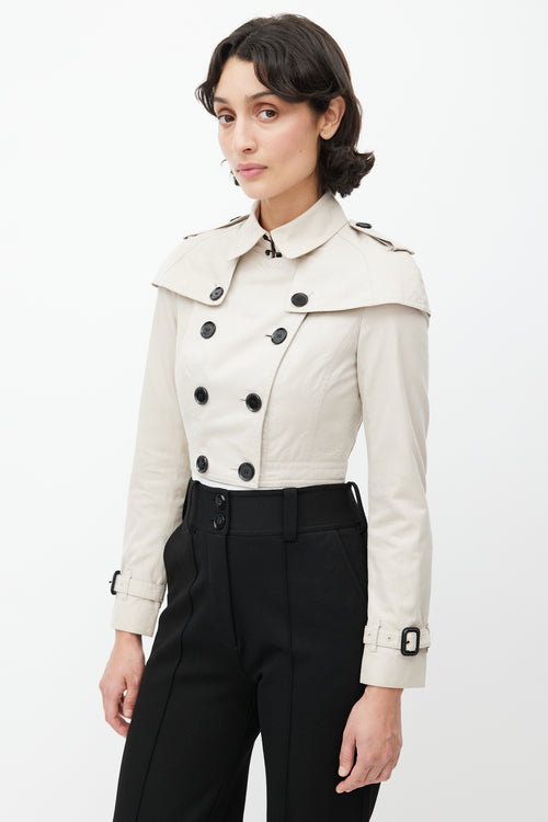 Burberry Beige Double Breasted Cropped Trench Coat