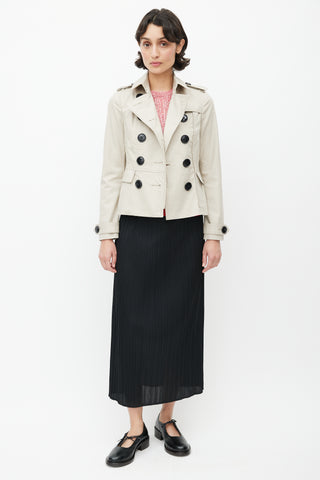 Burberry Beige Double Breasted Short Trench Coat