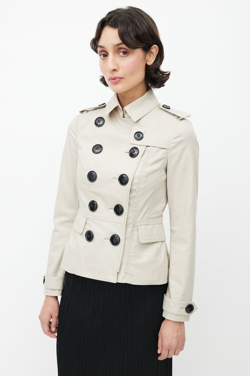 Burberry Beige Double Breasted Short Trench Coat