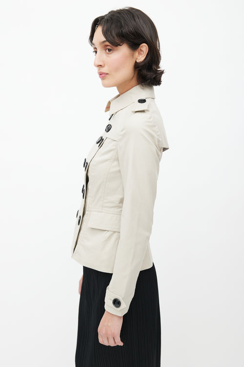 Burberry Beige Double Breasted Short Trench Coat