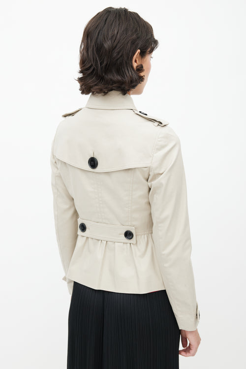 Burberry Beige Double Breasted Short Trench Coat