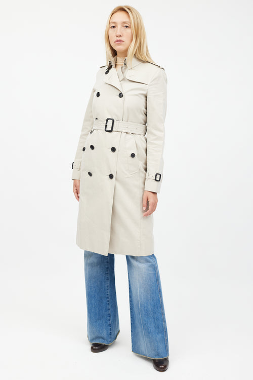 Burberry Beige 
Black Button Trench Coat