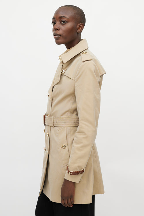 Burberry Beige Gold Buttoned Trench Coat