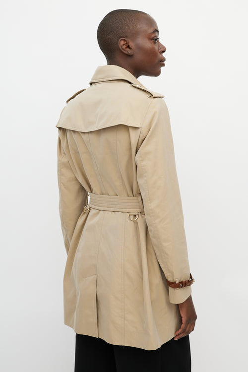 Burberry Beige Gold Buttoned Trench Coat