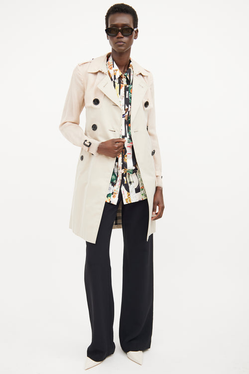 Burberry Beige Silk Sleeve Trench Coat