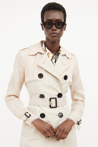 Burberry Beige Silk Sleeve Trench Coat