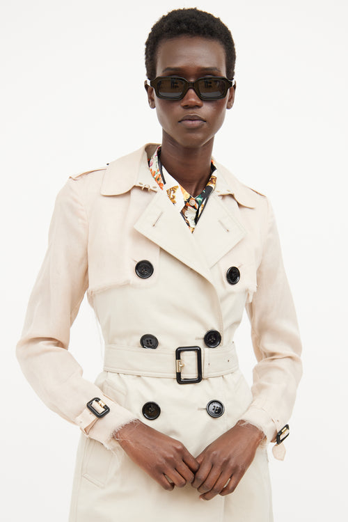 Burberry Beige Silk Sleeve Trench Coat