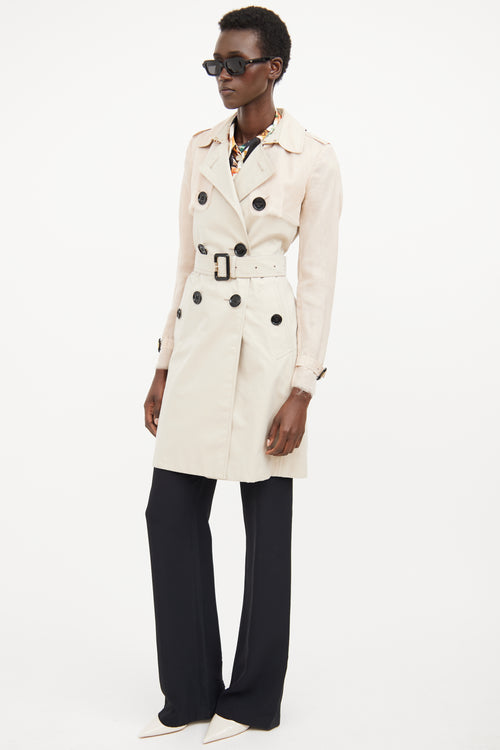 Burberry Beige Silk Sleeve Trench Coat