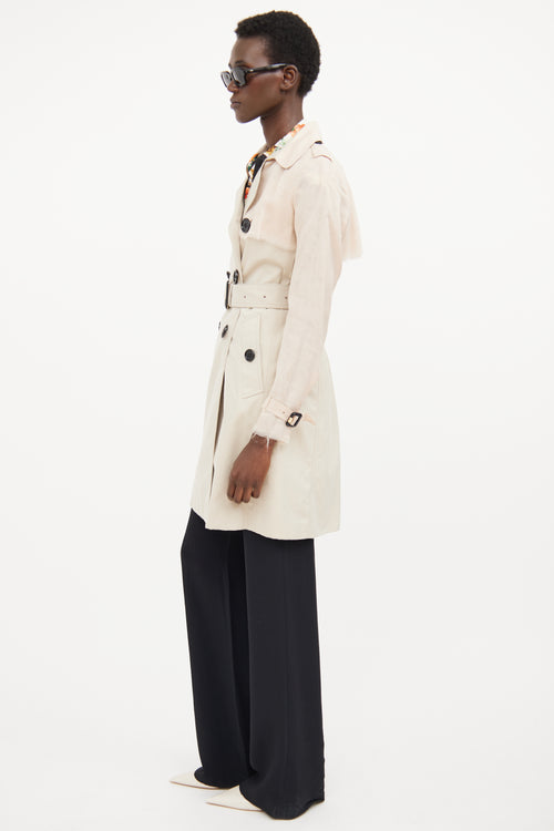 Burberry Beige Silk Sleeve Trench Coat