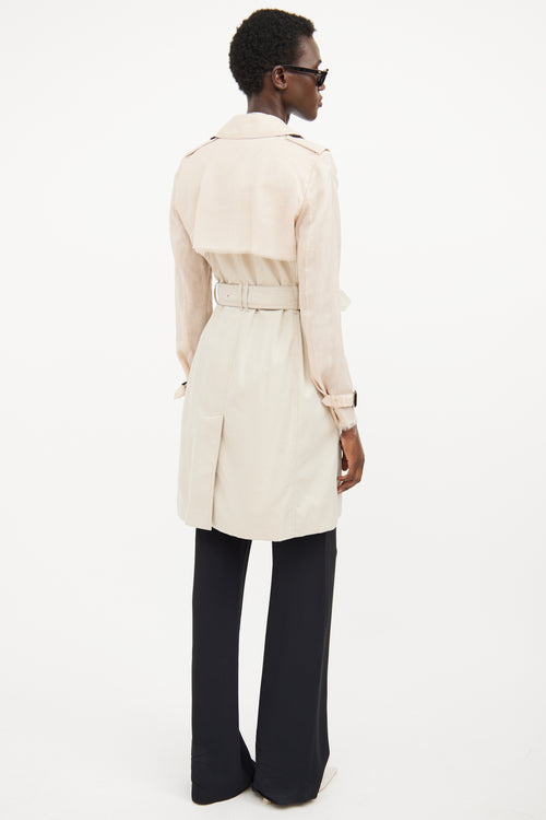 Burberry Beige Silk Sleeve Trench Coat