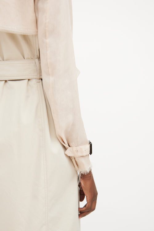 Burberry Beige Silk Sleeve Trench Coat