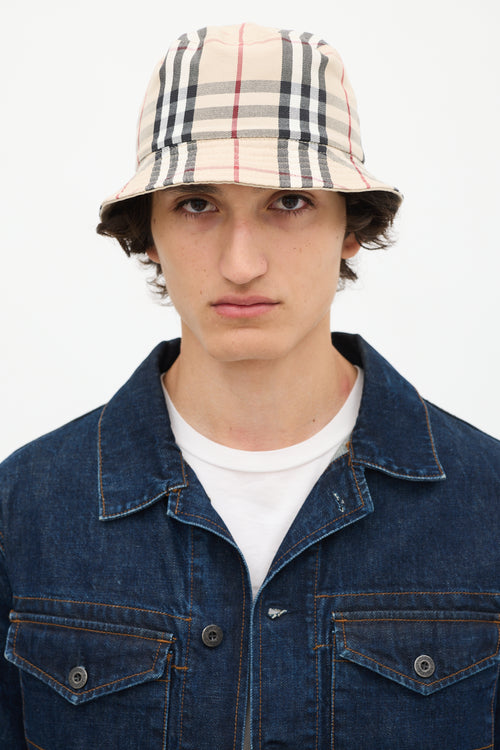 Burberry Beige Nova Check Reversible Bucket Hat