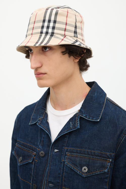 Burberry Beige Nova Check Reversible Bucket Hat