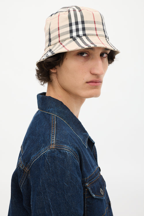 Burberry Beige Nova Check Reversible Bucket Hat