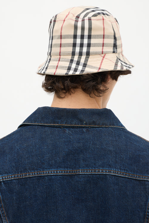 Burberry Beige Nova Check Reversible Bucket Hat