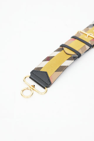 Burberry Beige 
Multi Leather Check Wide Bag Strap