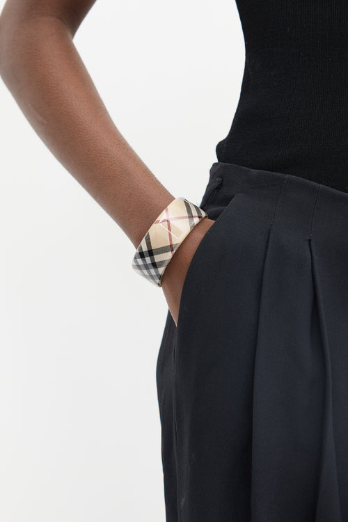 Burberry Beige 
Multi Nova Check Cuff Bracelet