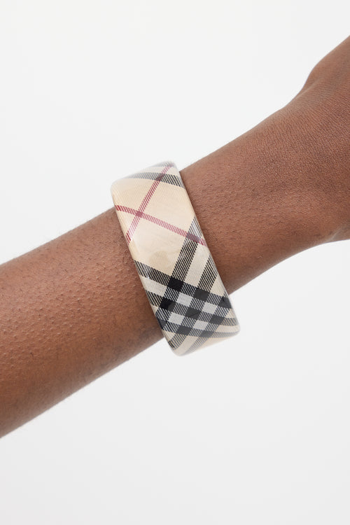 Burberry Beige 
Multi Nova Check Cuff Bracelet