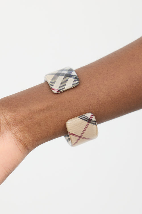 Burberry Beige 
Multi Nova Check Cuff Bracelet