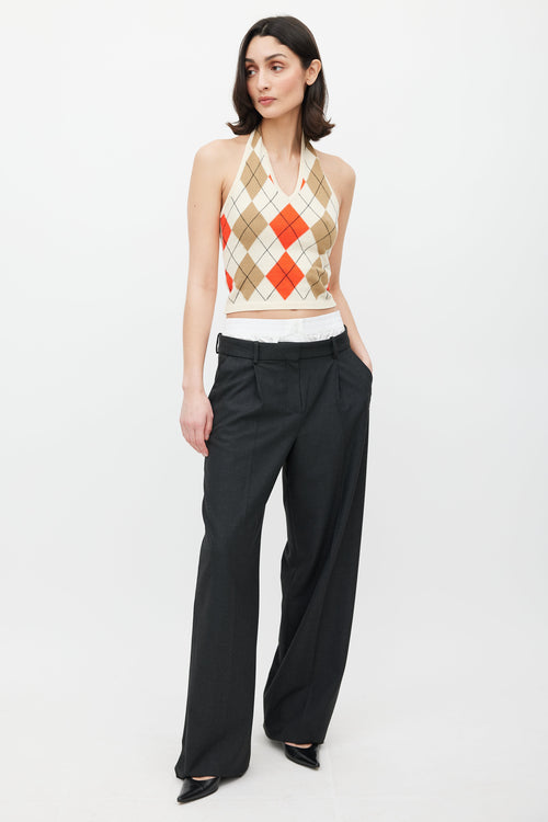 Burberry Beige 
Multicolour Argyle Halter Top