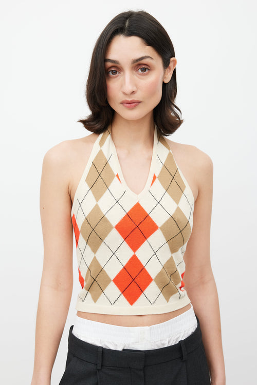 Burberry Beige 
Multicolour Argyle Halter Top