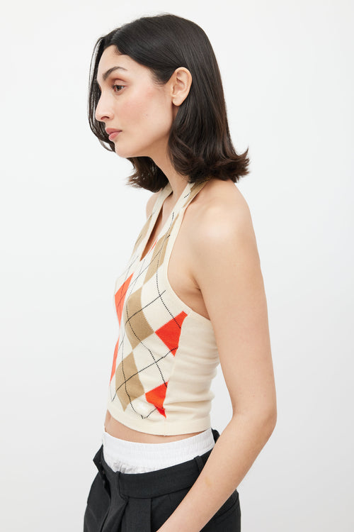 Burberry Beige 
Multicolour Argyle Halter Top