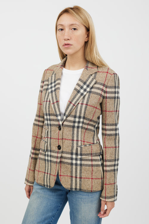 Burberry Beige 
Multicolour Cashmere Nova Check Blazer