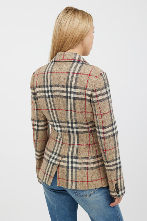 Burberry Beige 
Multicolour Cashmere Nova Check Blazer