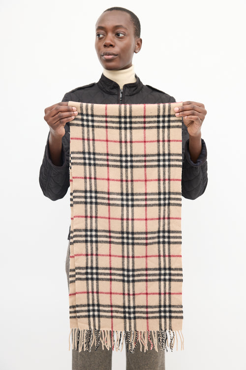 Burberry Beige 
Multicolour Cashmere Nova Check Scarf