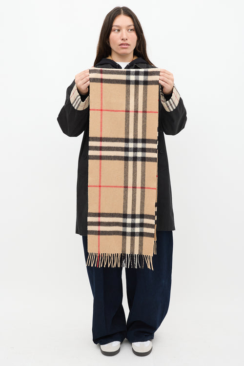 Burberry Beige 
Multicolour Cashmere Nova Check Scarf