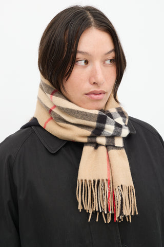 Burberry Beige 
Multicolour Cashmere Nova Check Scarf