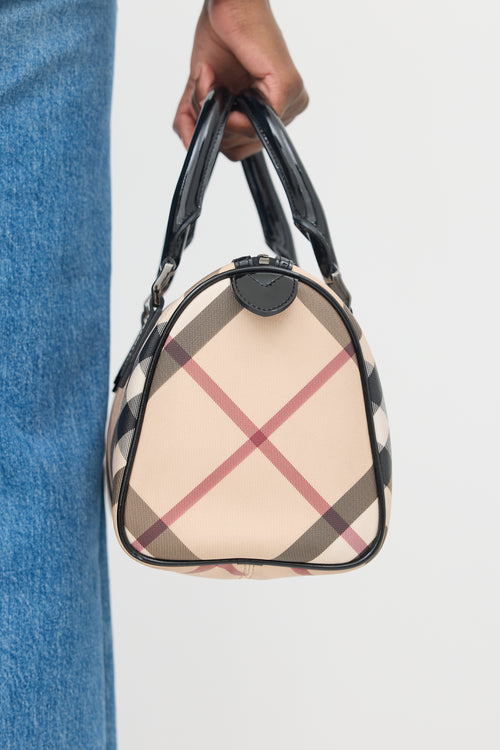 Burberry Beige 
Multicolour Nova Check Bowling Bag