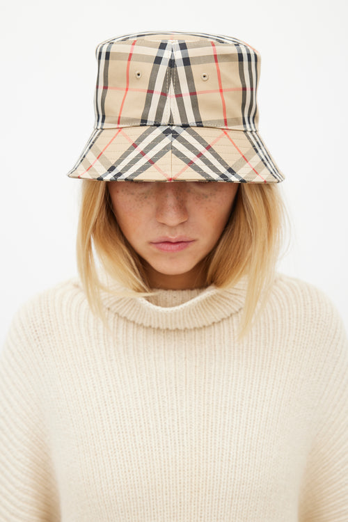 Burberry Beige 
Multicolour Nova Check Bucket Hat