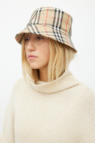 Burberry Beige 
Multicolour Nova Check Bucket Hat