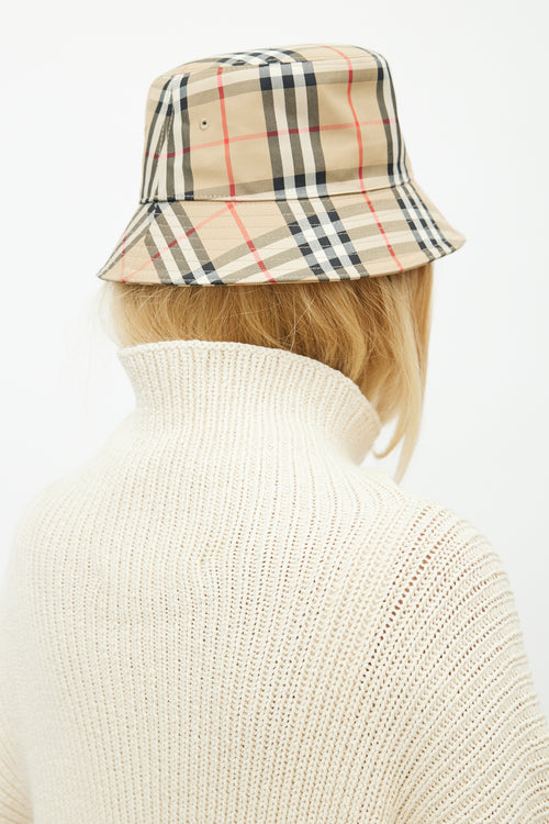 Burberry Beige 
Multicolour Nova Check Bucket Hat