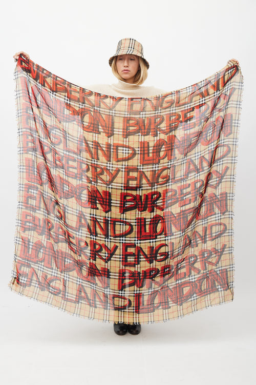 Burberry Beige 
Multicolour Nova Check Logo Scarf