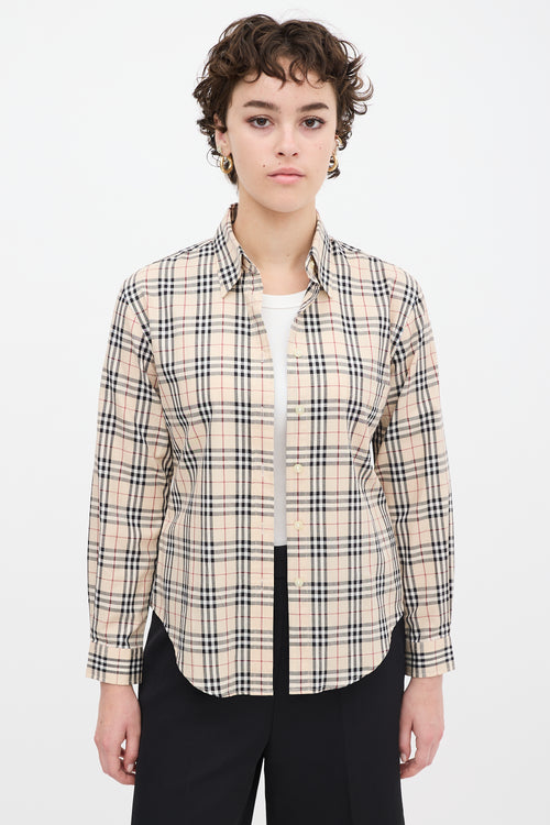 Burberry Beige 
Multicolour Nova Check One Pocket Shirt