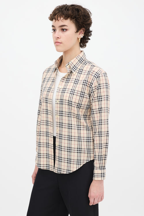 Burberry Beige 
Multicolour Nova Check One Pocket Shirt