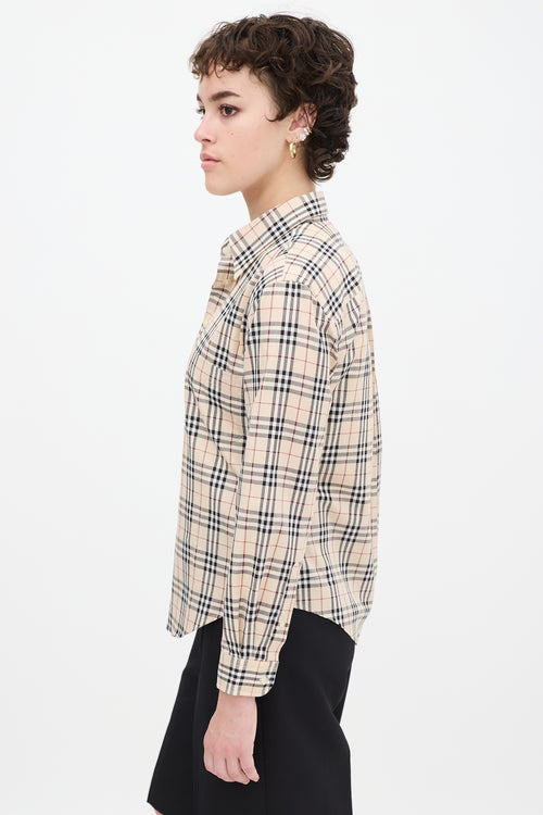 Burberry Beige 
Multicolour Nova Check One Pocket Shirt