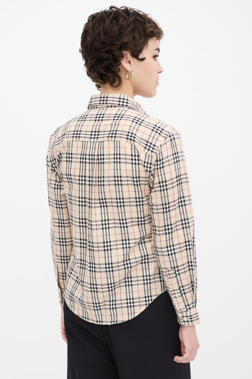 Burberry Beige 
Multicolour Nova Check One Pocket Shirt